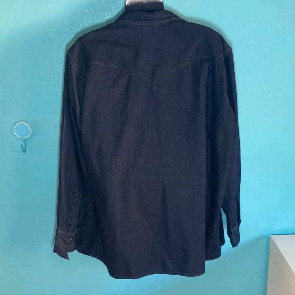 Levis Mens Size XXL Dark Blue Denim Cotton Lined Jacket Snap Front Relaxed Fit
